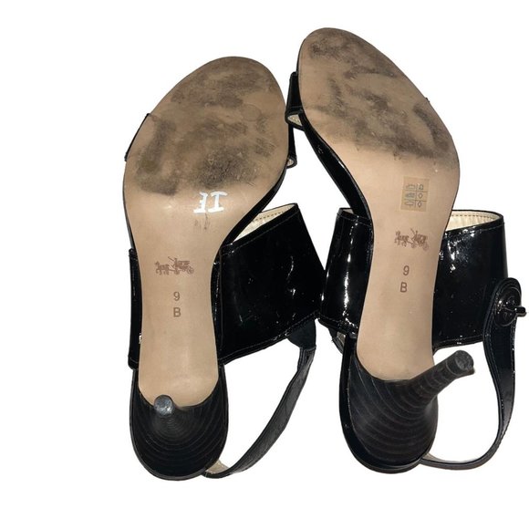 Coach Black Vinyl Kitten Heels - Picture 2 of 2